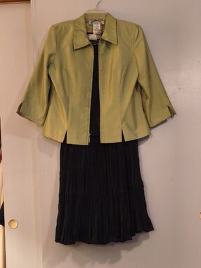 Jessica Howard Lime Green Cropped Zip-Front Blazer